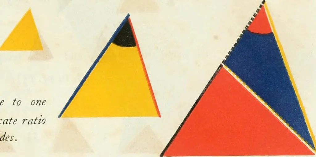 An illustration from The first six books of the elements of Euclid, in which coloured diagrams and symbols are used instead of letters for the greater ease of learners, 1847, leaf 274