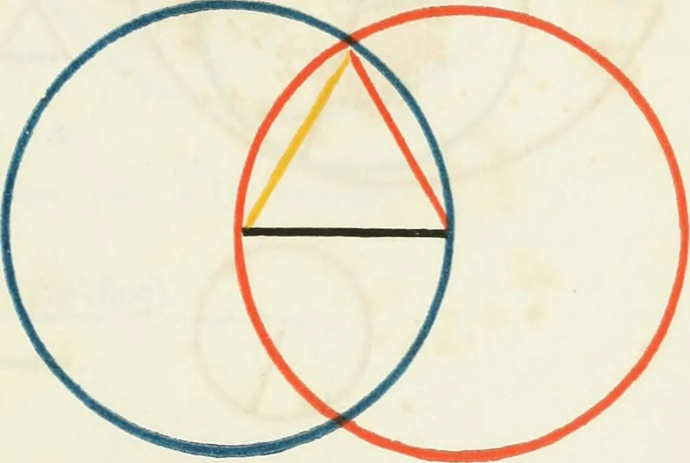 An illustration from The first six books of the elements of Euclid, in which coloured diagrams and symbols are used instead of letters for the greater ease of learners, 1847, leaf 34