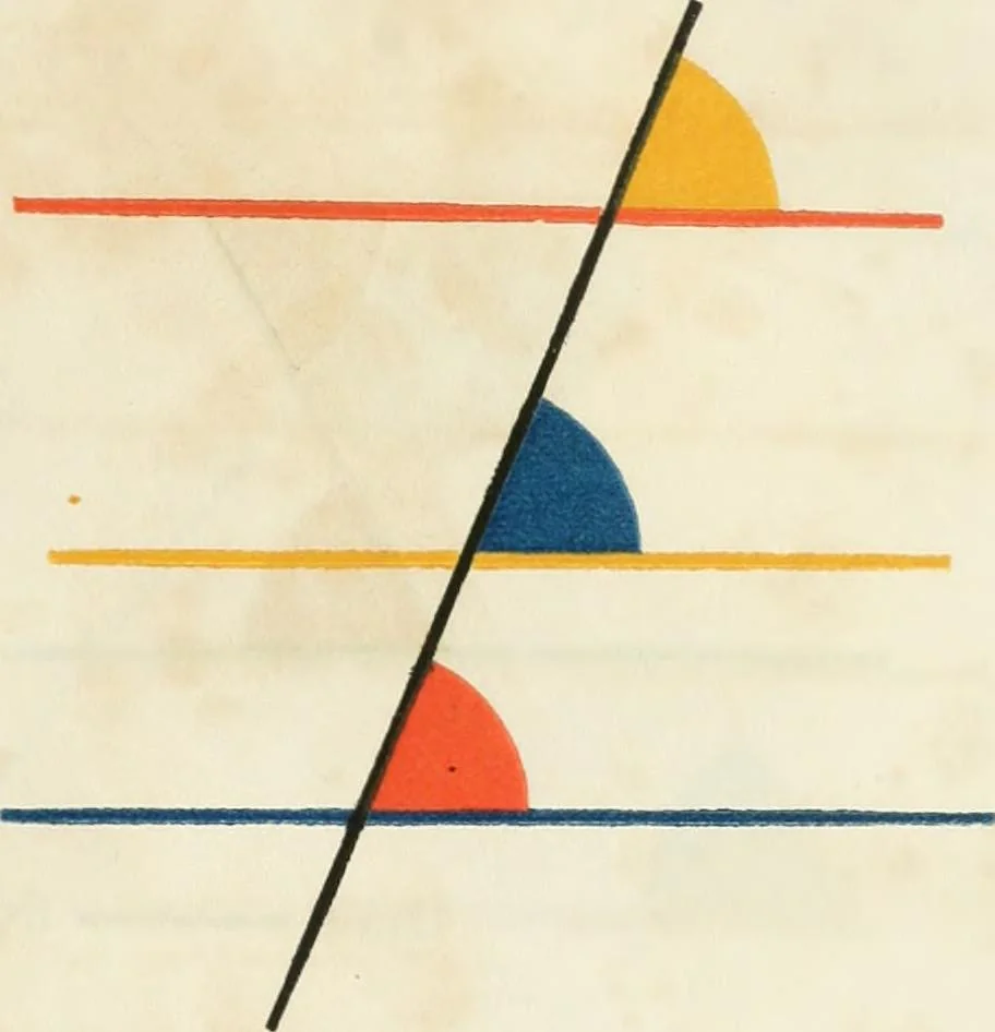 An illustration from The first six books of the elements of Euclid, in which coloured diagrams and symbols are used instead of letters for the greater ease of learners, 1847, leaf 64