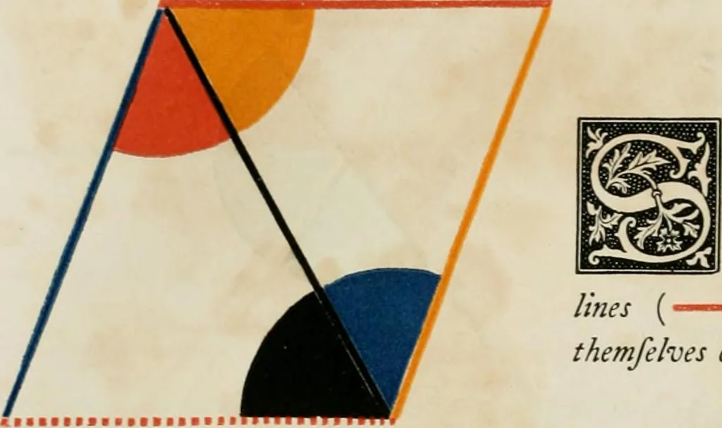 An illustration from The first six books of the elements of Euclid, in which coloured diagrams and symbols are used instead of letters for the greater ease of learners, 1847, leaf 67