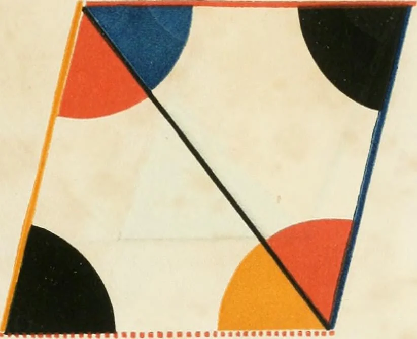 An illustration from The first six books of the elements of Euclid, in which coloured diagrams and symbols are used instead of letters for the greater ease of learners, 1847, leaf 68