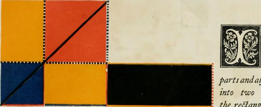 An illustration from The first six books of the elements of Euclid, in which coloured diagrams and symbols are used instead of letters for the greater ease of learners, 1847, leaf 91