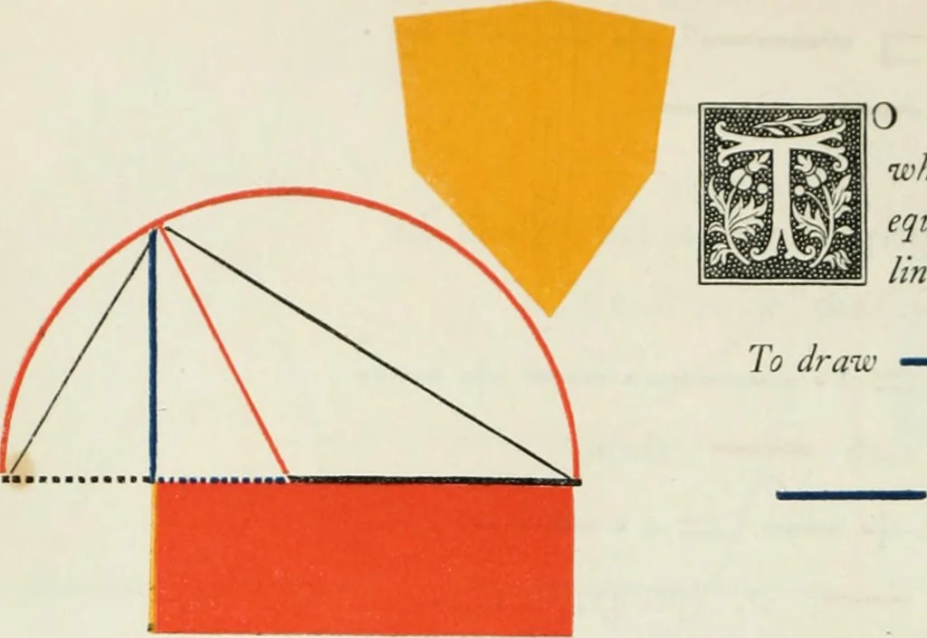 An illustration from The first six books of the Elements of Euclid, in which coloured diagrams and symbols are used instead of letters .., 1847, leaf 102