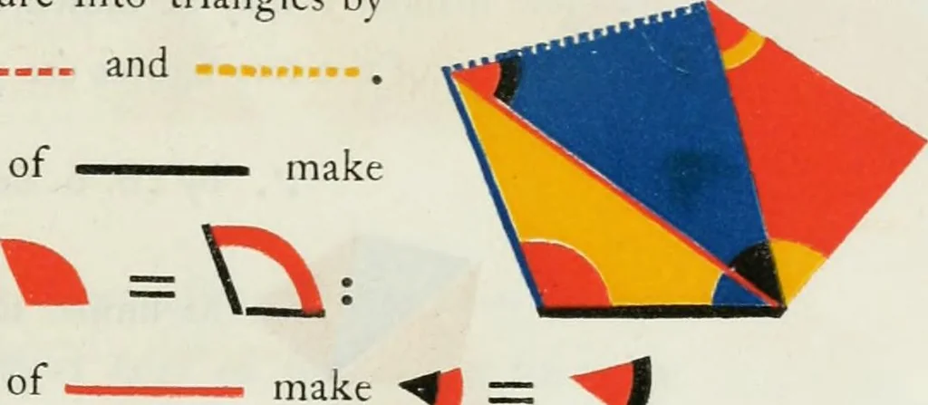 An illustration from The first six books of the Elements of Euclid, in which coloured diagrams and symbols are used instead of letters .., 1847, leaf 271