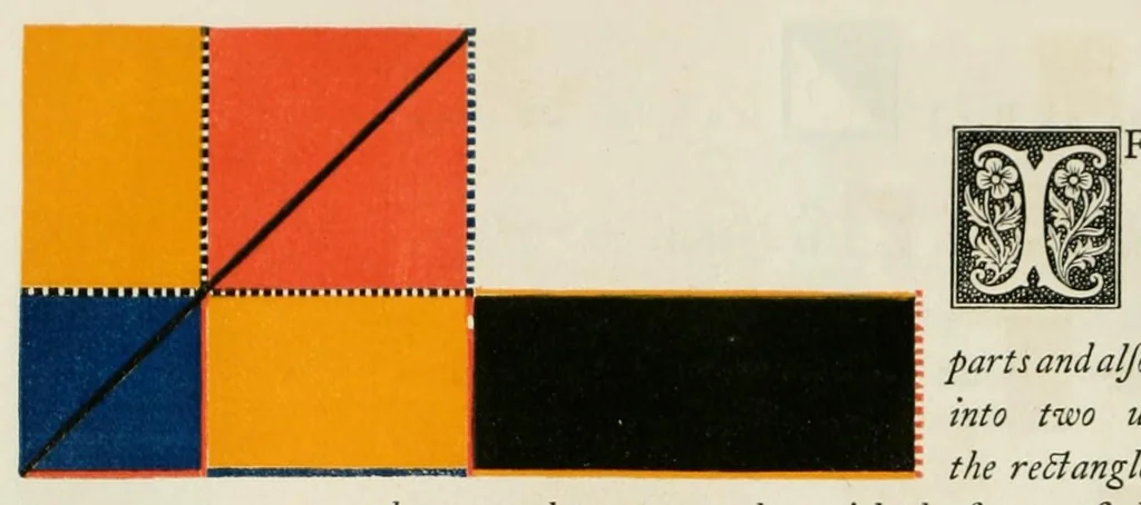 An illustration from The first six books of the Elements of Euclid, in which coloured diagrams and symbols are used instead of letters .., 1847, leaf 92