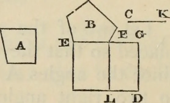 An illustration from The first six books of the elements of Euclid : with a commentary and geometrical exercises ; to which are annexed a treatise on solid geometry, and short essays on ancient geometrical analysis, and the theory of transversals, 1861, leaf 235