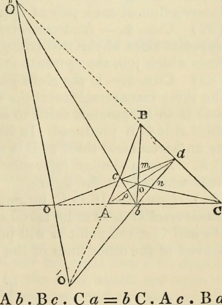 An illustration from The first six books of the elements of Euclid : with a commentary and geometrical exercises ; to which are annexed a treatise on solid geometry, and short essays on ancient geometrical analysis, and the theory of transversals, 1861, leaf 334