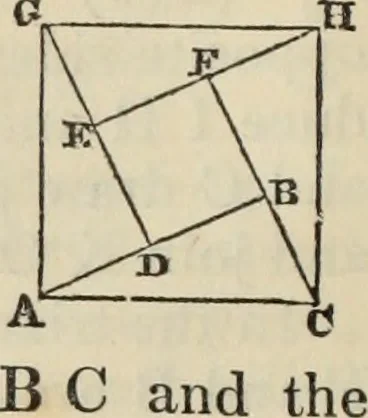 An illustration from The first six books of the elements of Euclid : with a commentary and geometrical exercises ; to which are annexed a treatise on solid geometry, and short essays on ancient geometrical analysis, and the theory of transversals, 1861, leaf 81