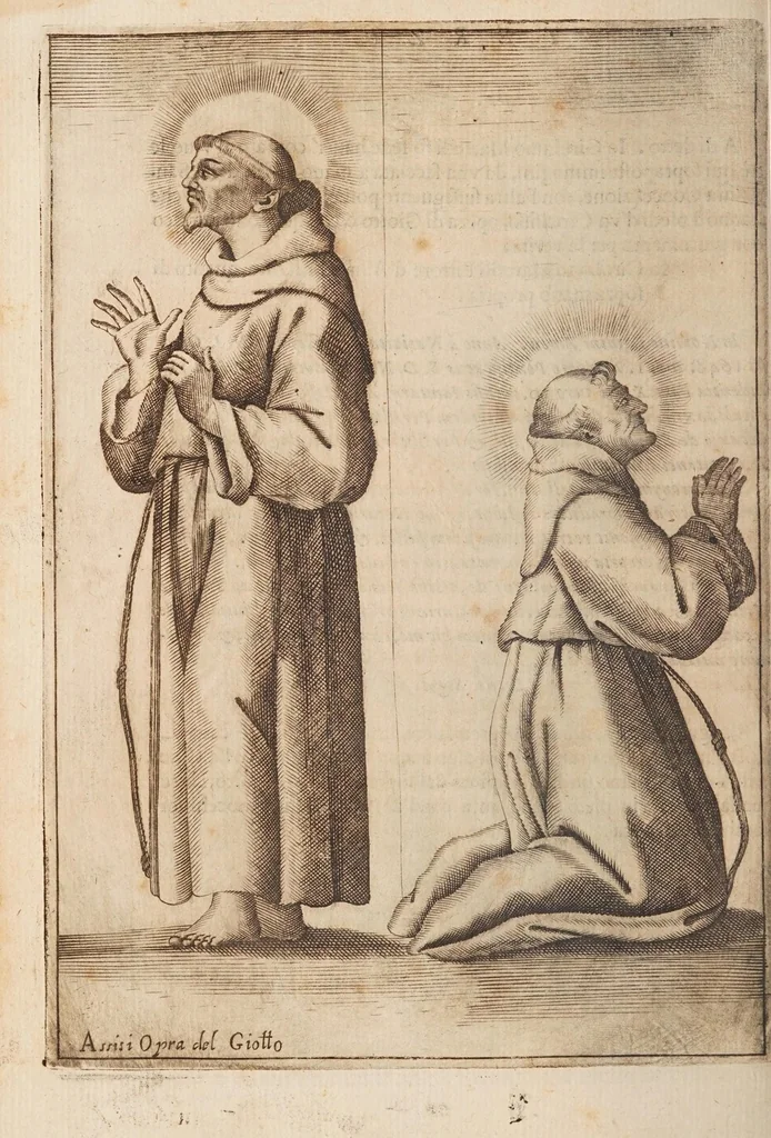 An illustration from Fiume del terrestre paradiso : diuiso in quattro capi, o discorsi / trattato difensivo del sig. dottor don Niccolò Catalano da Santo Mauro ; oue si ragguaglia il mondo nella verità dell'antica forma d'habito de' frati minori istituita da S. Francesco ; dato alle stampe dal P. M. Giulio Antonio Catalano da S. Mauro ..., 1652, leaf 340