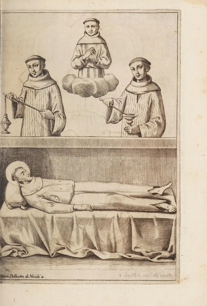 An illustration from Fiume del terrestre paradiso : diuiso in quattro capi, o discorsi / trattato difensivo del sig. dottor don Niccolò Catalano da Santo Mauro ; oue si ragguaglia il mondo nella verità dell'antica forma d'habito de' frati minori istituita da S. Francesco ; dato alle stampe dal P. M. Giulio Antonio Catalano da S. Mauro ..., 1652, leaf 365