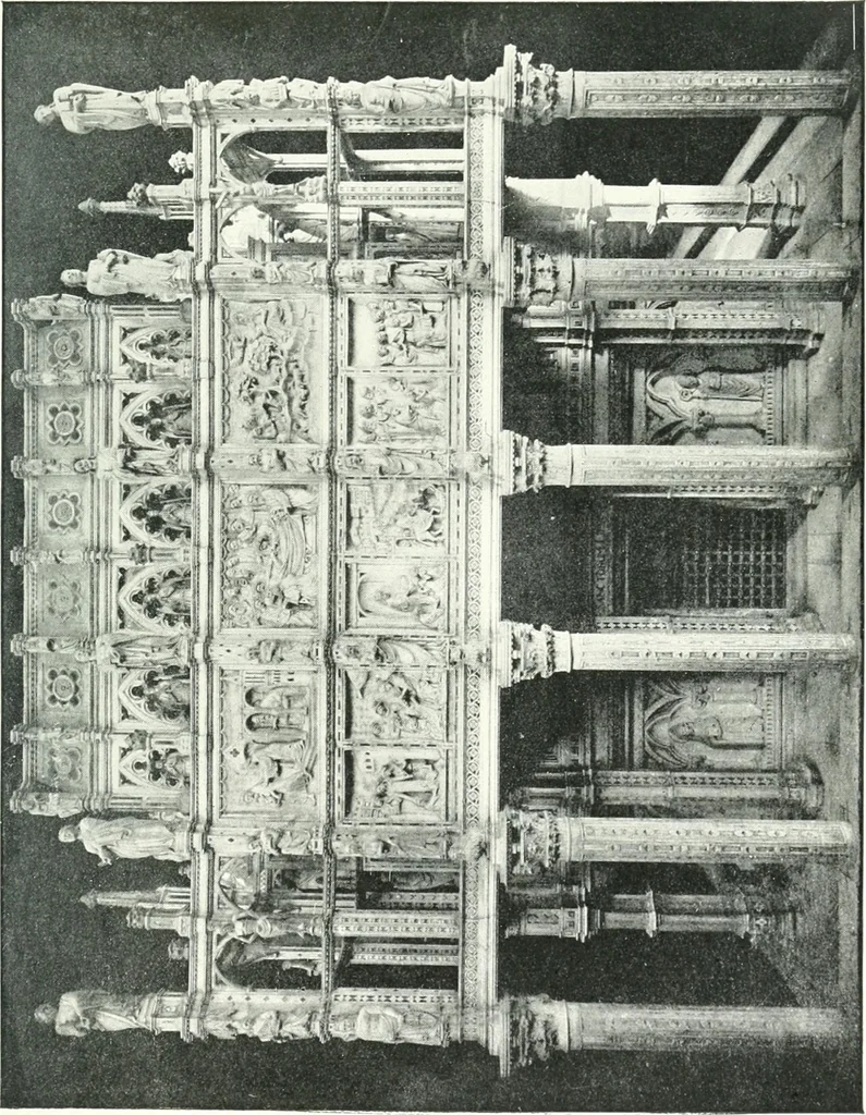 An illustration from Five Italian shrines; an account of the monumental tombs of S. Augustine at Pavia, S. Dominic at Bologna, S. Peter Martyr at Milan, S. Donato at Arezzo, and of Orcagna's tabernacolo at Florence, with a prefatory essay on Tuscan sculpture, 1906, leaf 204