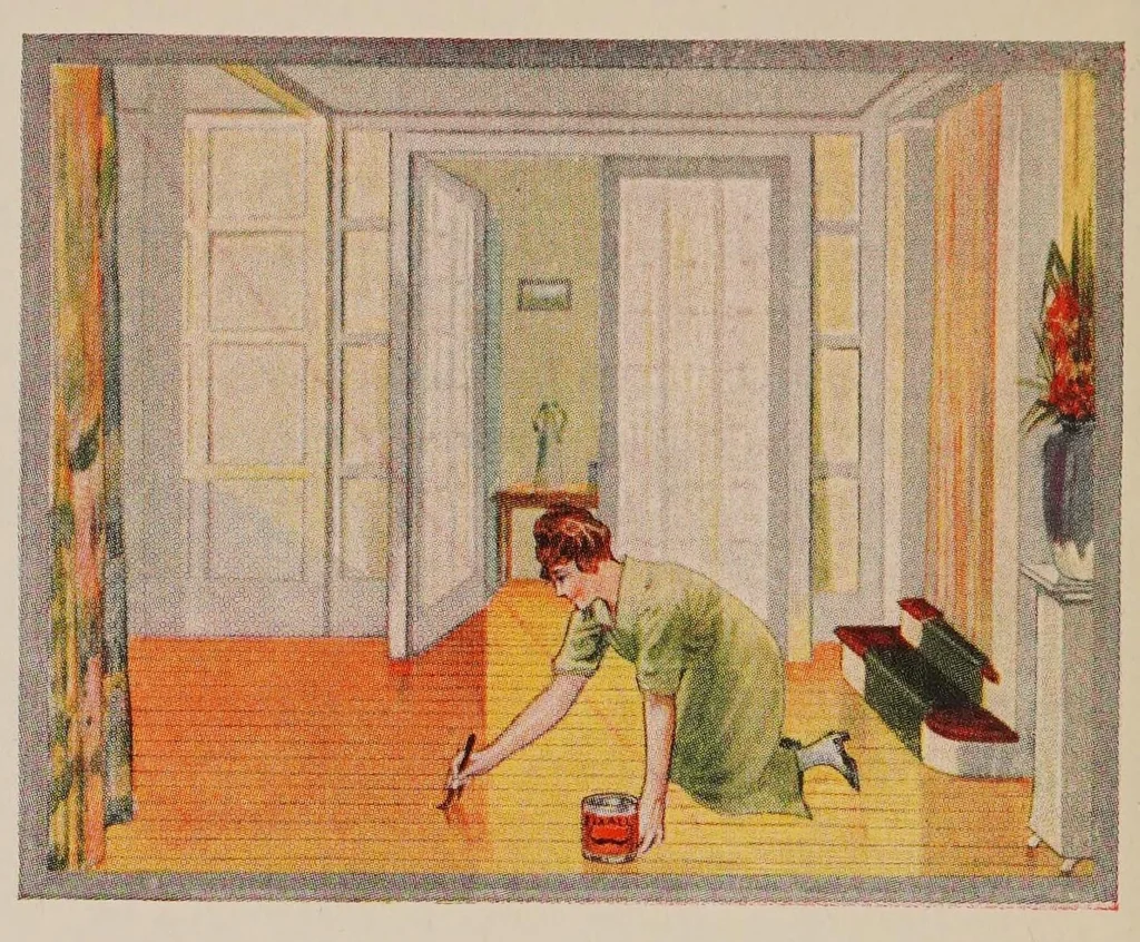 An illustration from Fixall, the lasting finish : made by Louisville Varnish Co. .., 1920, leaf 4