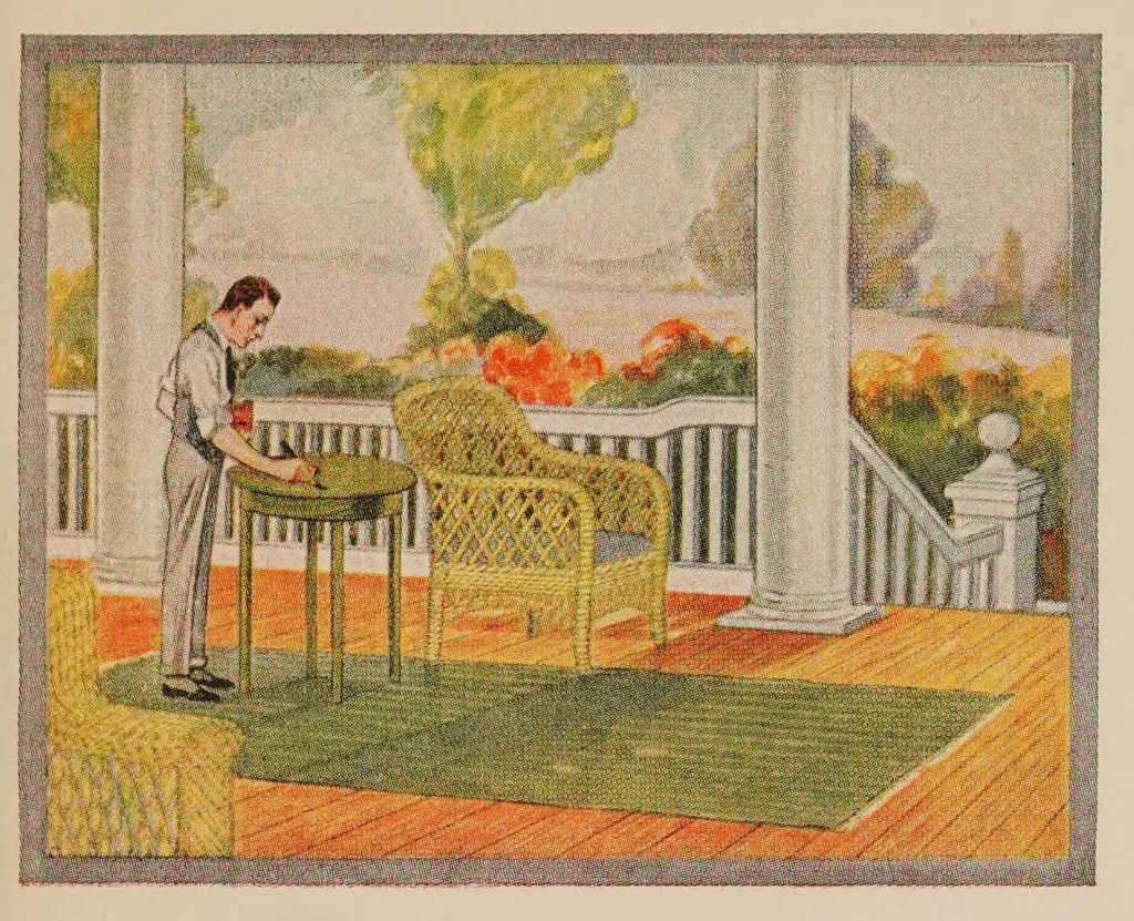 An illustration from Fixall, the lasting finish : made by Louisville Varnish Co. .., 1920, leaf 9