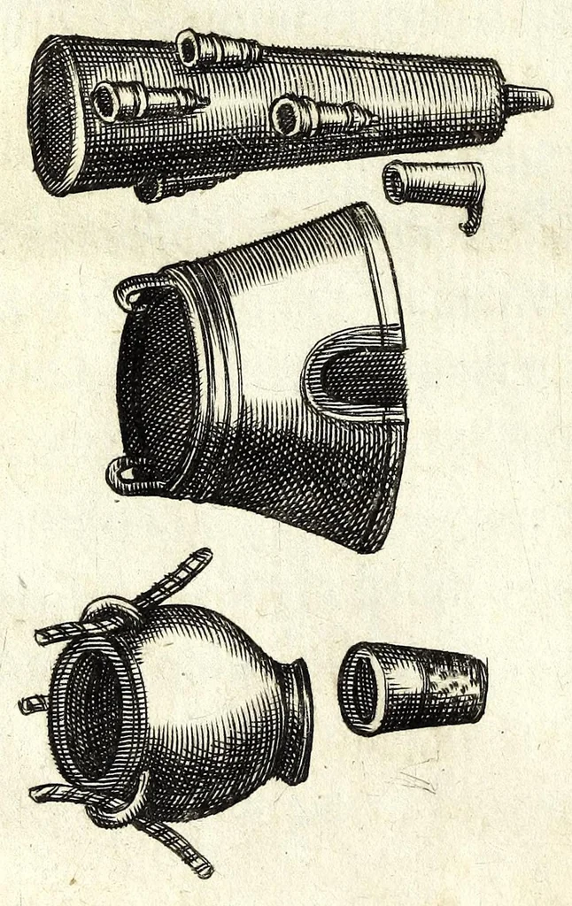 An illustration from Flagello militare, diuiso in quattro parti : la prima tratta de' trabucchi, la seconda de' petardi, la terza de' burlotti, e fuochi artificiali di mare e di terra, la quarta di mine, contramine, e d'altre cose importanti all'arte militare, 1676, leaf 198