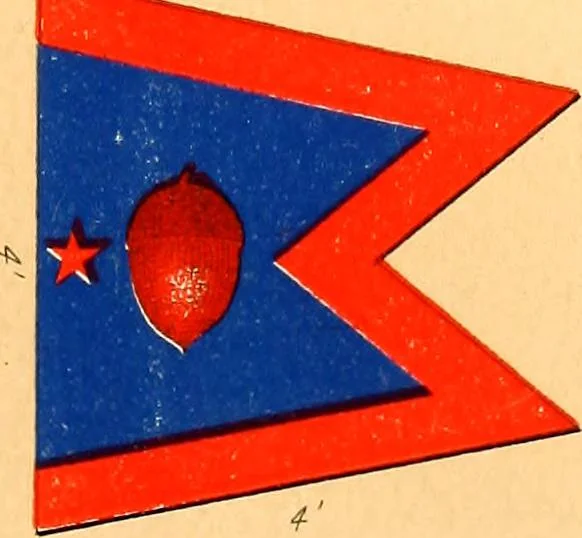 An illustration from Flags of the Army of the United States carried during the War of the Rebellion, 1861-1865, to designate the headquarters of the different armies, army corps, divisions and brigades, 1887, leaf 105