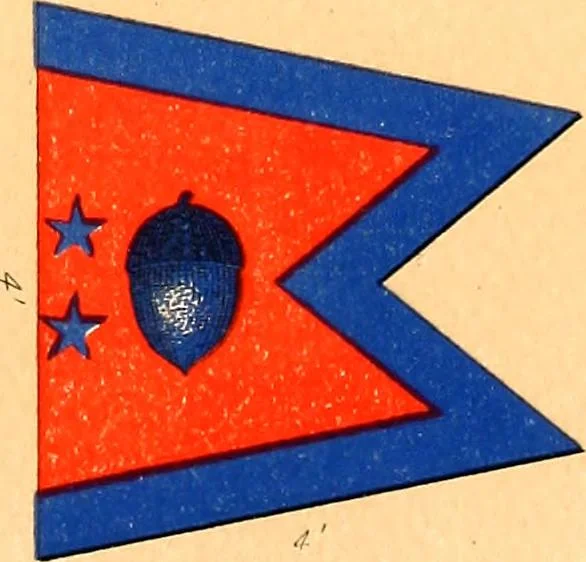 An illustration from Flags of the Army of the United States carried during the War of the Rebellion, 1861-1865, to designate the headquarters of the different armies, army corps, divisions and brigades, 1887, leaf 107