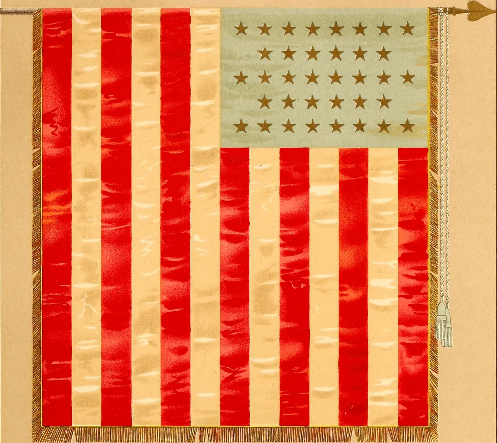 An illustration from Flags of the Army of the United States carried during the War of the Rebellion, 1861-1865, to designate the headquarters of the different armies, army corps, divisions and brigades, 1887, leaf 11