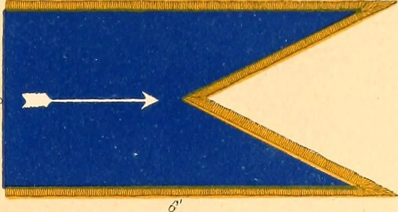An illustration from Flags of the Army of the United States carried during the War of the Rebellion, 1861-1865, to designate the headquarters of the different armies, army corps, divisions and brigades, 1887, leaf 117