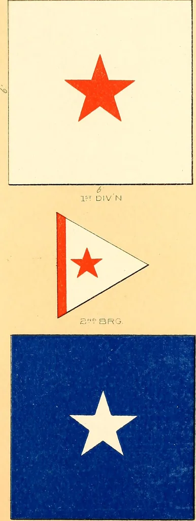An illustration from Flags of the Army of the United States carried during the War of the Rebellion, 1861-1865, to designate the headquarters of the different armies, army corps, divisions and brigades, 1887, leaf 133