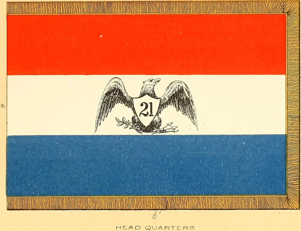 An illustration from Flags of the Army of the United States carried during the War of the Rebellion, 1861-1865, to designate the headquarters of the different armies, army corps, divisions and brigades, 1887, leaf 141