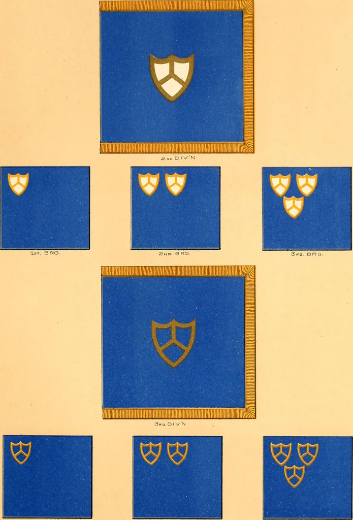 An illustration from Flags of the Army of the United States carried during the War of the Rebellion, 1861-1865, to designate the headquarters of the different armies, army corps, divisions and brigades, 1887, leaf 151