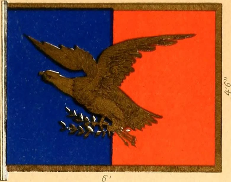 An illustration from Flags of the Army of the United States carried during the War of the Rebellion, 1861-1865, to designate the headquarters of the different armies, army corps, divisions and brigades, 1887, leaf 161