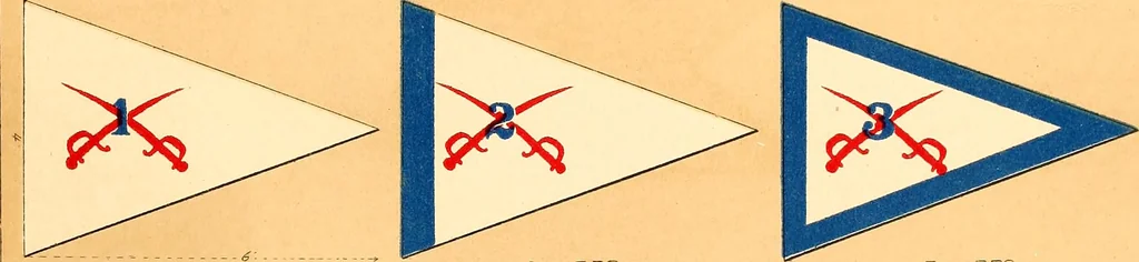 An illustration from Flags of the Army of the United States carried during the War of the Rebellion, 1861-1865, to designate the headquarters of the different armies, army corps, divisions and brigades, 1887, leaf 173