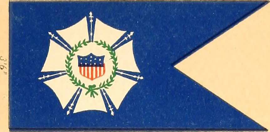 An illustration from Flags of the Army of the United States carried during the War of the Rebellion, 1861-1865, to designate the headquarters of the different armies, army corps, divisions and brigades, 1887, leaf 177