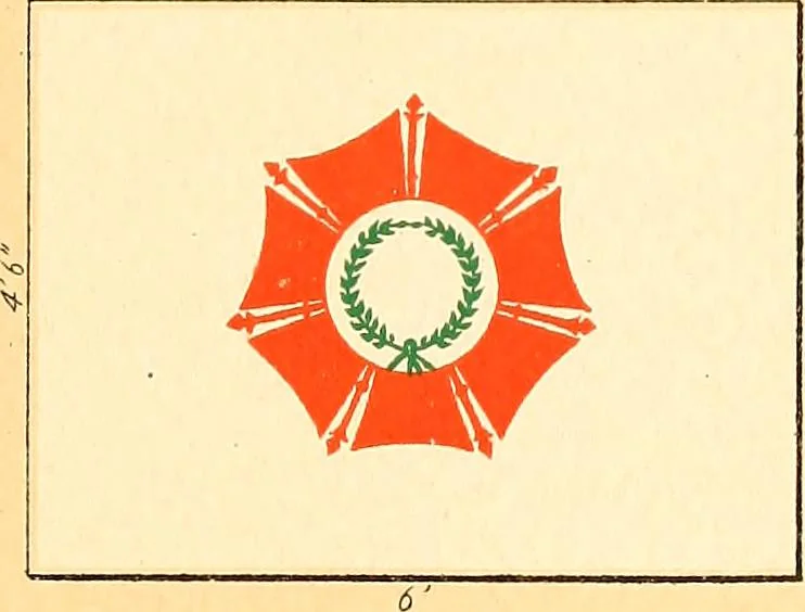 An illustration from Flags of the Army of the United States carried during the War of the Rebellion, 1861-1865, to designate the headquarters of the different armies, army corps, divisions and brigades, 1887, leaf 177