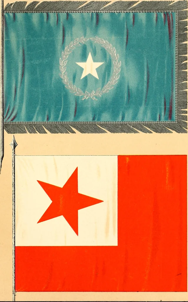 An illustration from Flags of the Army of the United States carried during the War of the Rebellion, 1861-1865, to designate the headquarters of the different armies, army corps, divisions and brigades, 1887, leaf 33