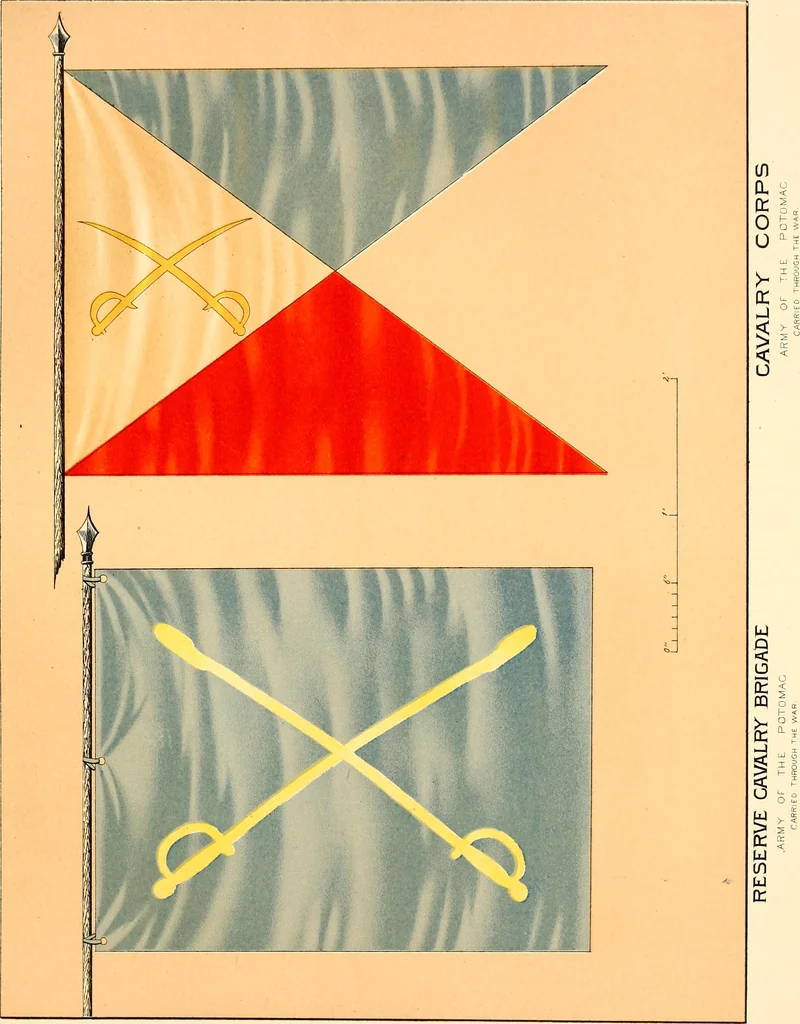 An illustration from Flags of the Army of the United States carried during the War of the Rebellion, 1861-1865, to designate the headquarters of the different armies, army corps, divisions and brigades, 1887, leaf 37