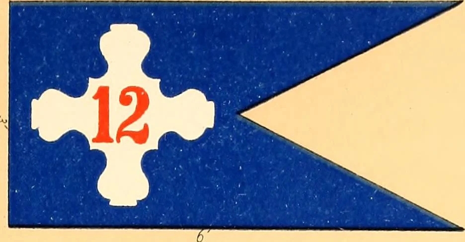 An illustration from Flags of the Army of the United States carried during the War of the Rebellion, 1861-1865, to designate the headquarters of the different armies, army corps, divisions and brigades, 1887, leaf 97