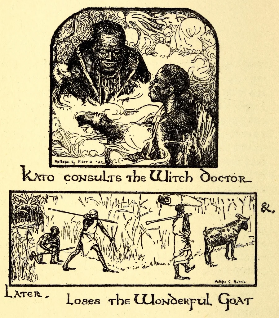 An illustration from The flame tree and other folk-lore stories from Uganda, 1900, leaf 106