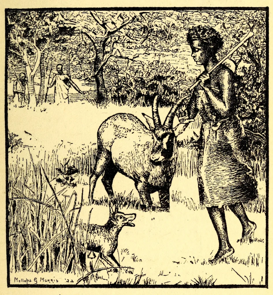 An illustration from The flame tree and other folk-lore stories from Uganda, 1900, leaf 23