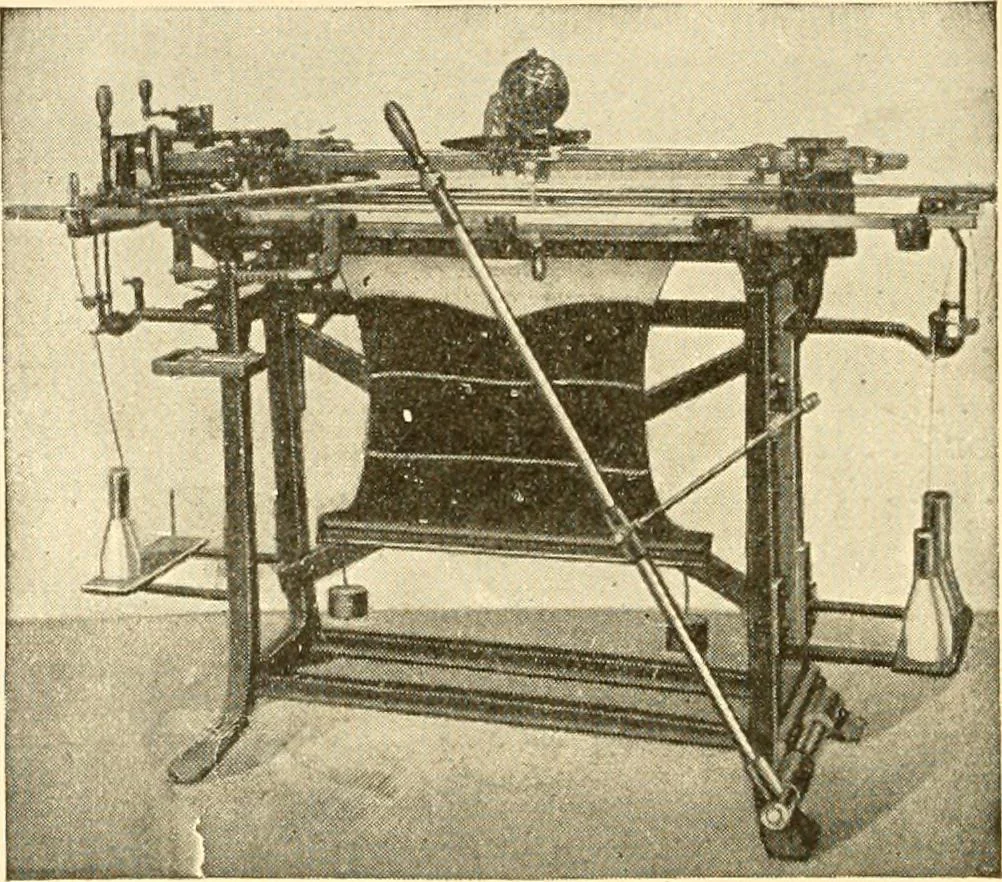 An illustration from Flat machine knitting and fabrics, 1921, leaf 150
