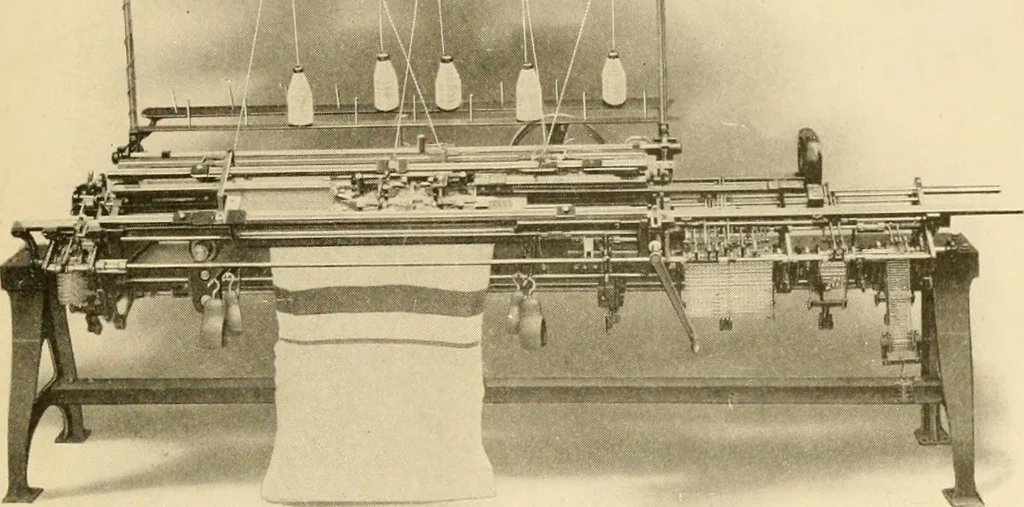 An illustration from Flat machine knitting and fabrics, 1921, leaf 153
