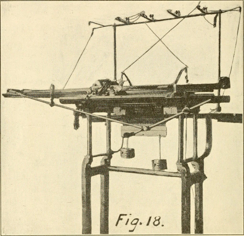 An illustration from Flat machine knitting and fabrics, 1921, leaf 24