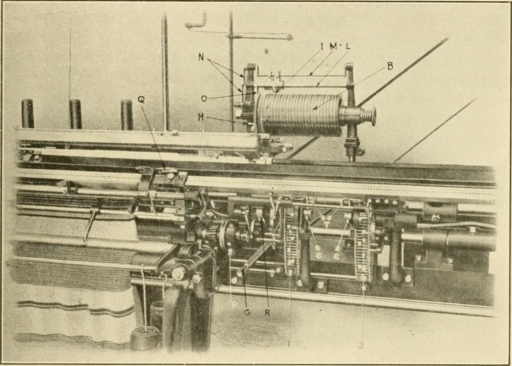 An illustration from Flat machine knitting and fabrics, 1921, leaf 67