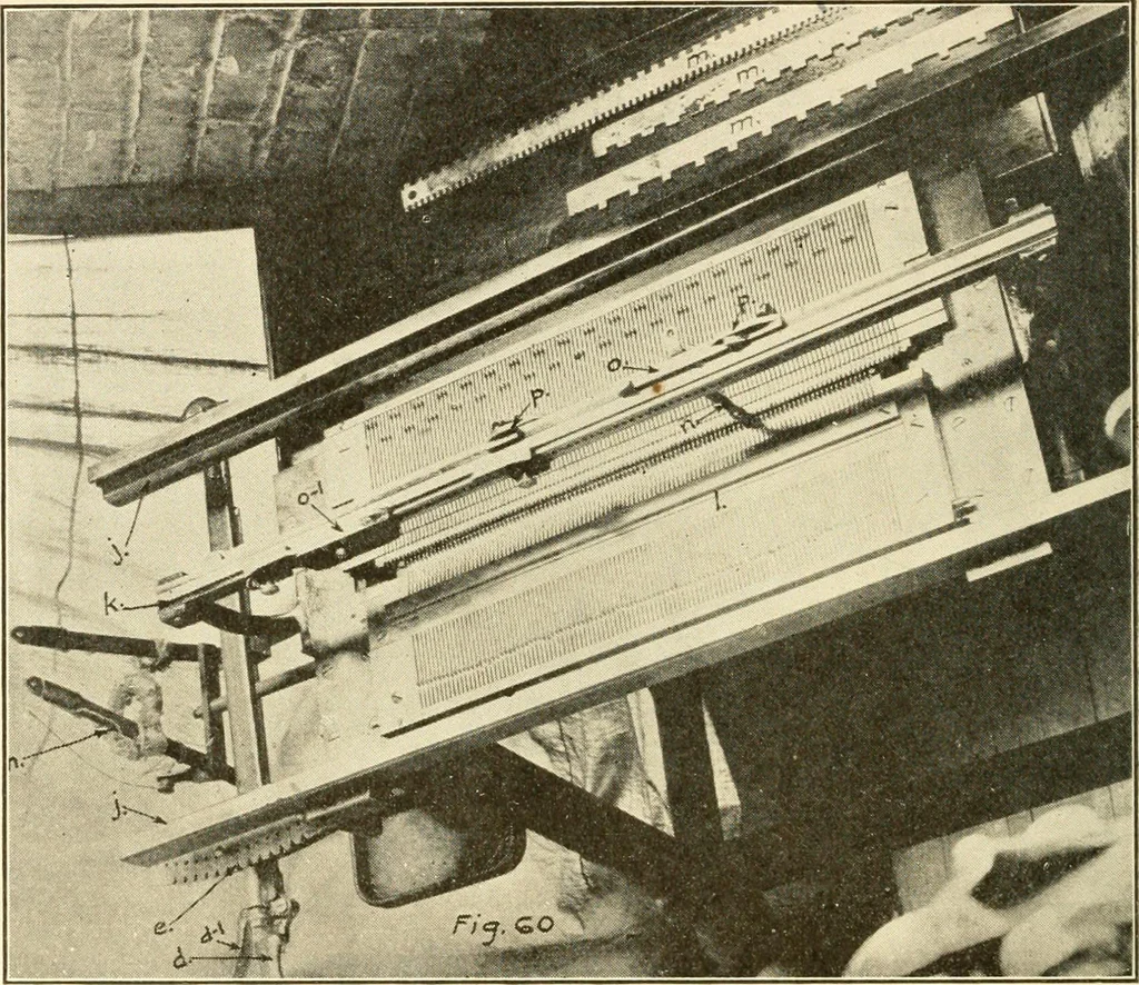An illustration from Flat machine knitting and fabrics, 1921, leaf 92