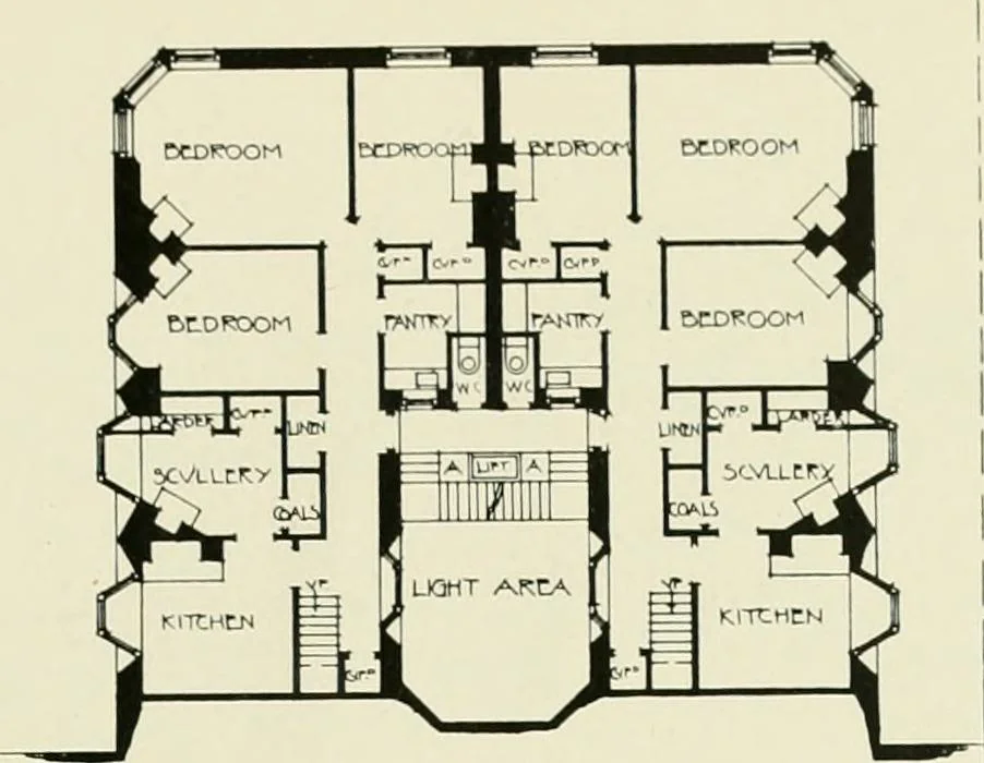 An illustration from Flats, urban houses and cottage homes; a companion volume to "The British home of to-day";, 1906, leaf 101