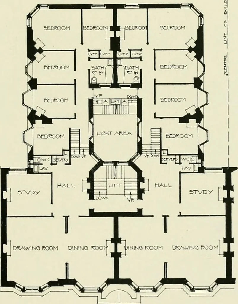 An illustration from Flats, urban houses and cottage homes; a companion volume to "The British home of to-day";, 1906, leaf 101