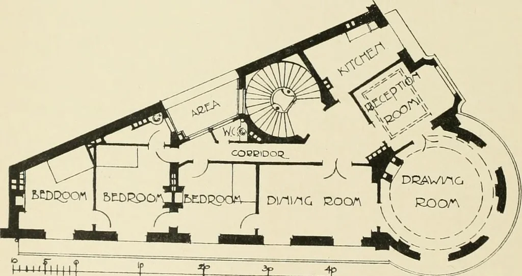 An illustration from Flats, urban houses and cottage homes; a companion volume to "The British home of to-day";, 1906, leaf 114