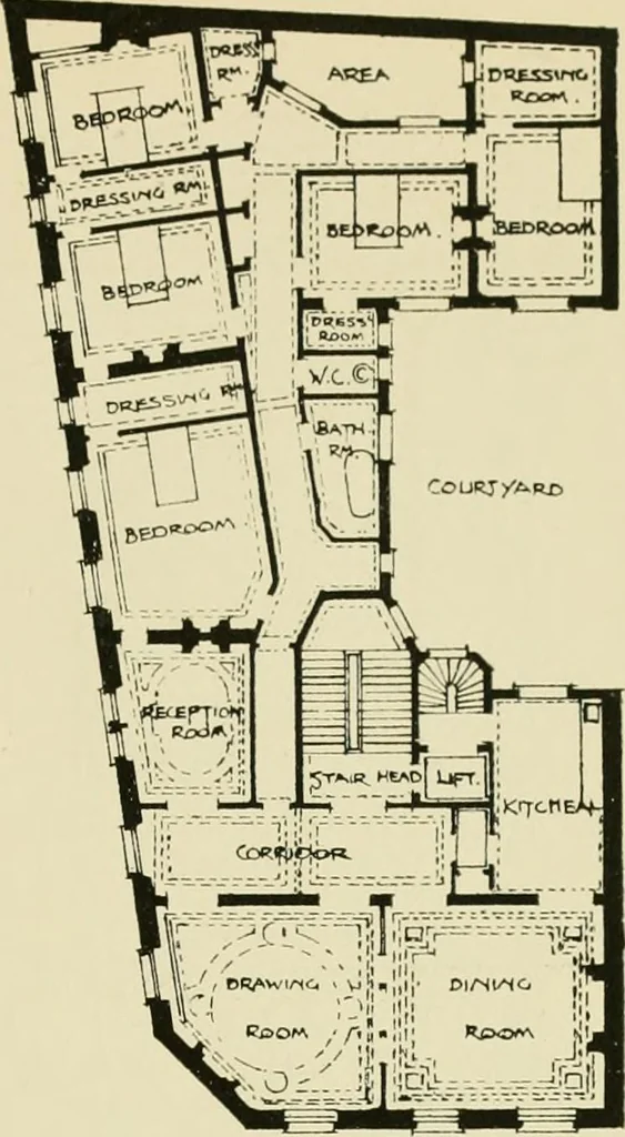 An illustration from Flats, urban houses and cottage homes; a companion volume to "The British home of to-day";, 1906, leaf 115