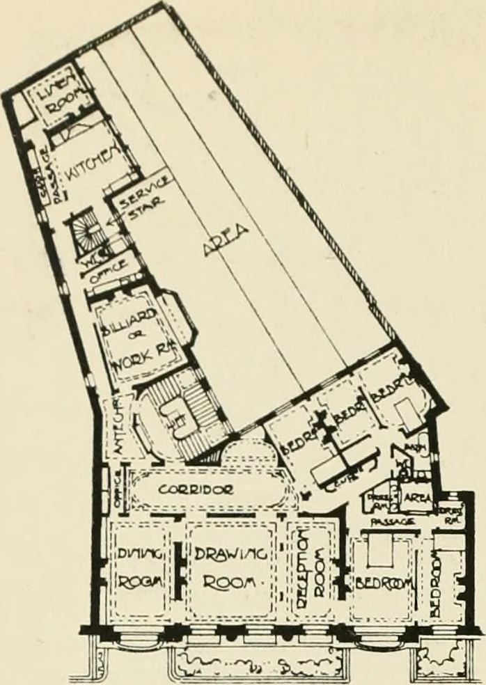 An illustration from Flats, urban houses and cottage homes; a companion volume to "The British home of to-day";, 1906, leaf 116