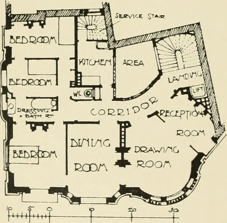 An illustration from Flats, urban houses and cottage homes; a companion volume to "The British home of to-day";, 1906, leaf 118