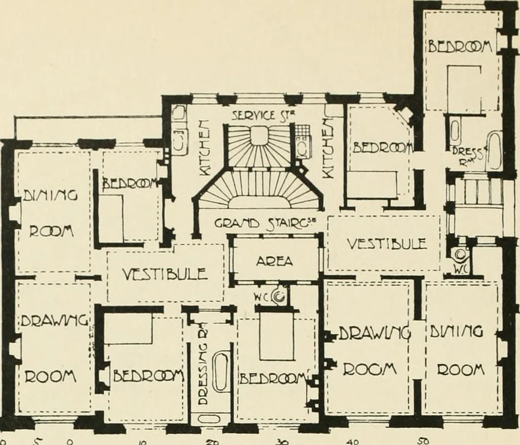 An illustration from Flats, urban houses and cottage homes; a companion volume to "The British home of to-day";, 1906, leaf 120