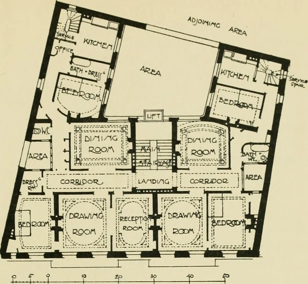An illustration from Flats, urban houses and cottage homes; a companion volume to "The British home of to-day";, 1906, leaf 121