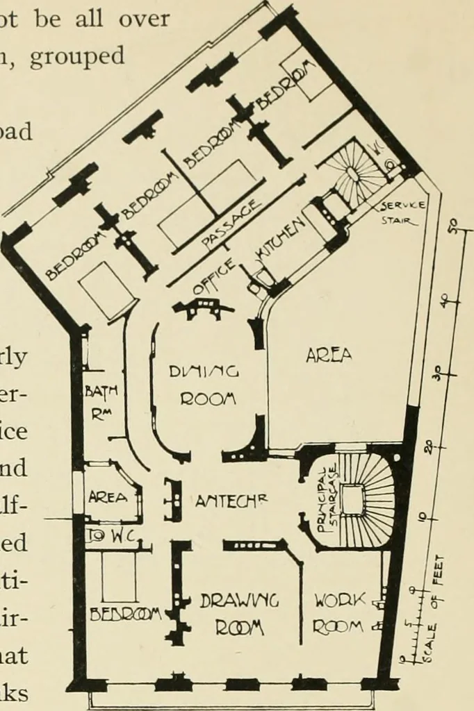 An illustration from Flats, urban houses and cottage homes; a companion volume to "The British home of to-day";, 1906, leaf 122