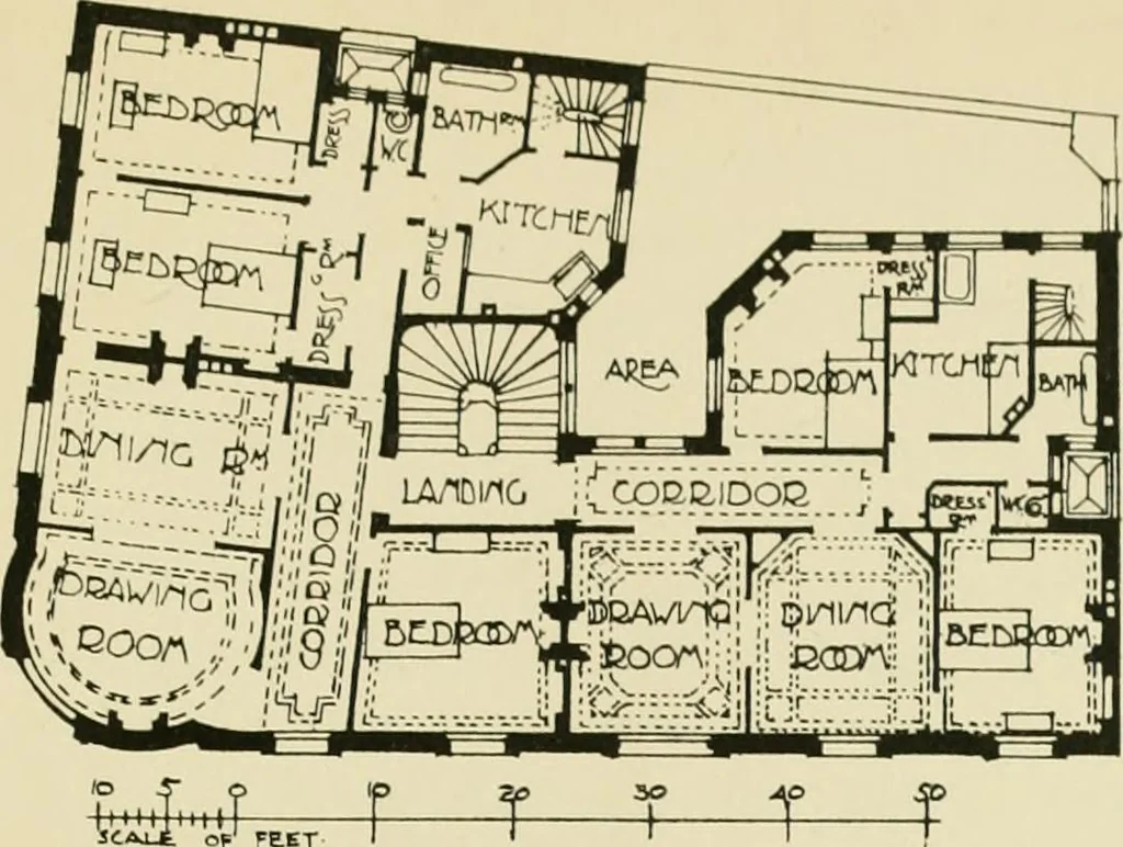 An illustration from Flats, urban houses and cottage homes; a companion volume to "The British home of to-day";, 1906, leaf 123