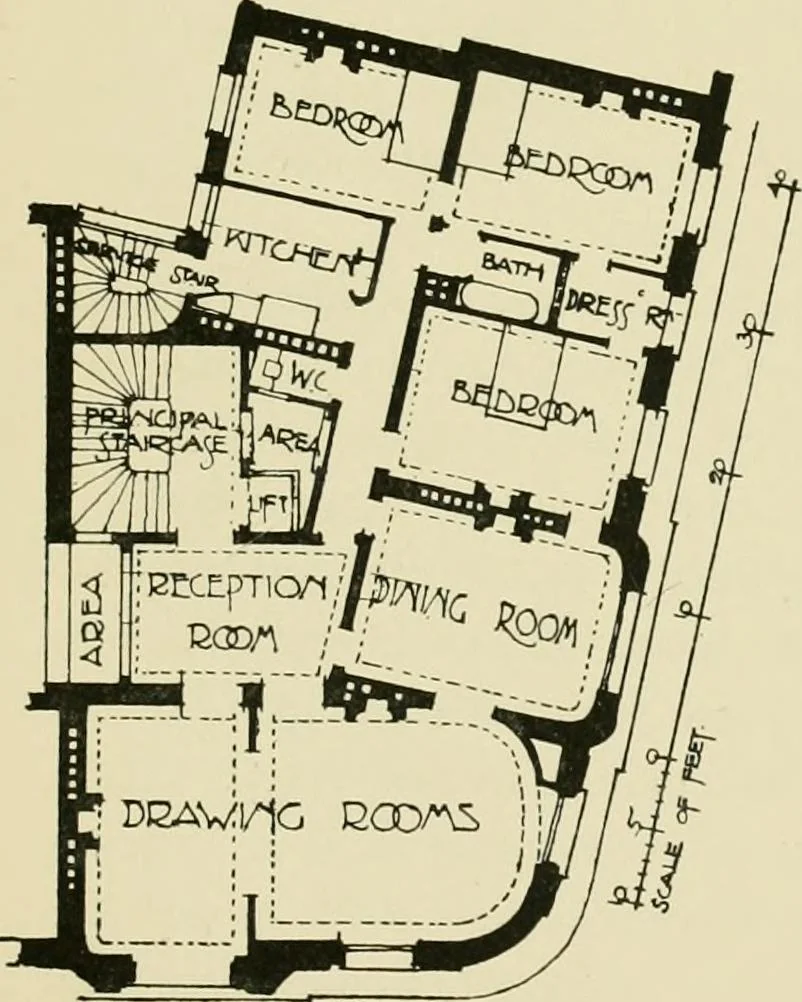 An illustration from Flats, urban houses and cottage homes; a companion volume to "The British home of to-day";, 1906, leaf 123